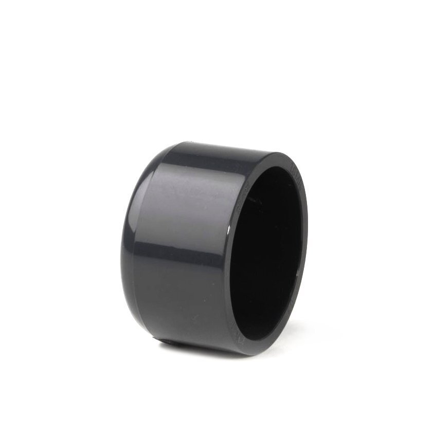 50mm PVC End Cap Plain Pipe Fitting - 16 Bar Pressure - Grey UPVC Plastic