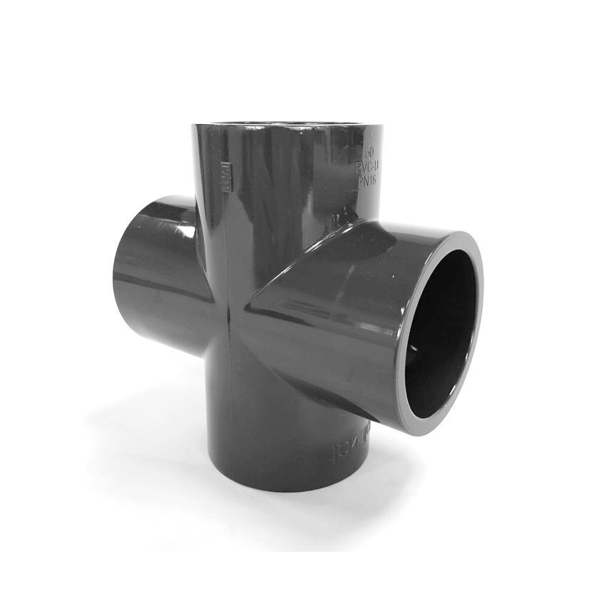 50mm PVC Cross Plain MSCF Plastic Pressure Pipe Fitting - 16 Bar