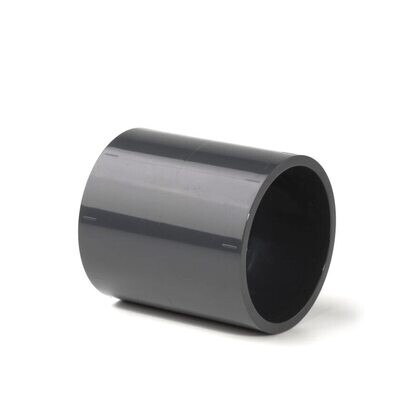 1" PVC Straight Socket Coupler Plain 15 Bar Pressure Pipe Fitting - Grey UPVC Plastic