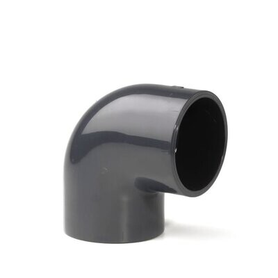 63mm PVC 90˚Elbow Plain 16 Bar Pressure Pipe Fitting - Grey UPVC