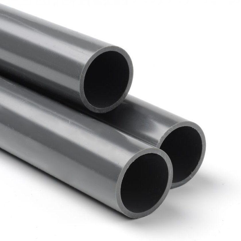 50 mm PVC Pressure Pipe PN10 (10 Bar) - 5MTR LTH - Grey UPVC Plastic, Length: 5 Metre