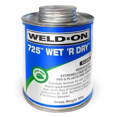 Weld On® 725 Wet 'r Dry Plastic Pipe Cement 500g