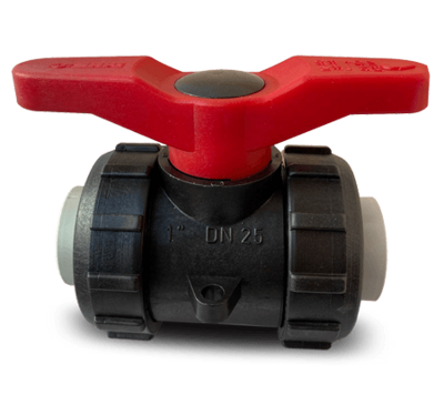 GRPP/EPDM Double Union Ball Valve PP-H Metric Sockets