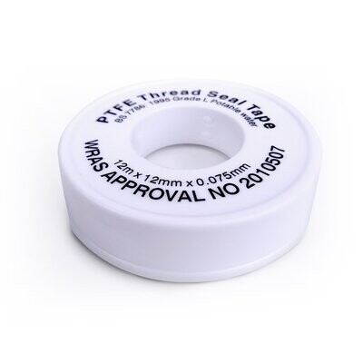 PTFE Tape for Thread Sealing - 12 Metre Roll - WRAS Approved