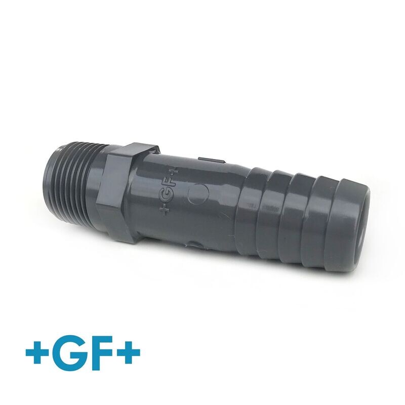 1" Male BSP Thread x 30mm Hose Barb PVC-U Hosetail Connector - GF Brand