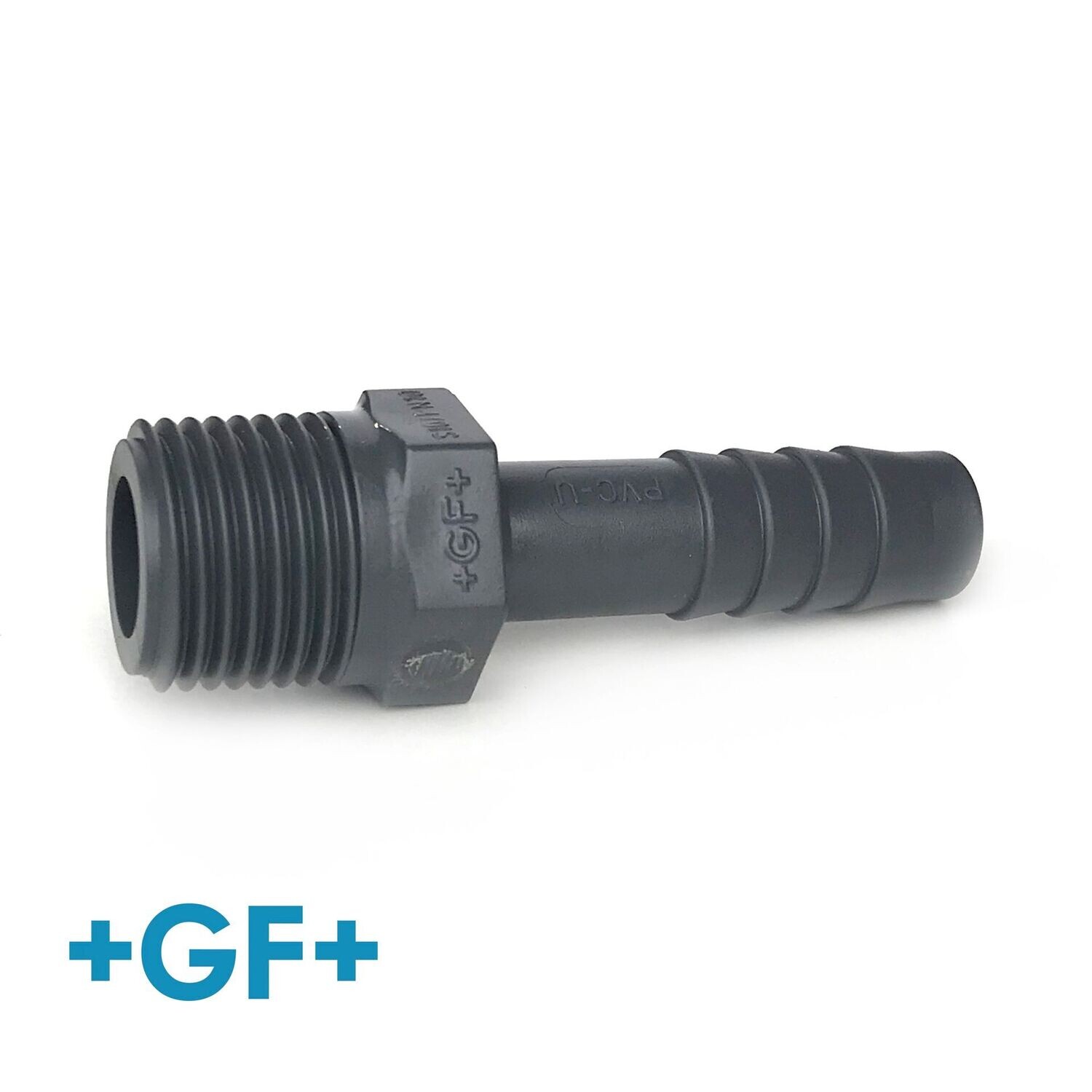 3/4" Male BSP Thread x 20mm Hose Barb PVC-U Hosetail Connector - GF Brand
