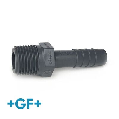 3/4" Male BSP Thread x 20mm Hose Barb PVC-U Hosetail Connector - GF Brand