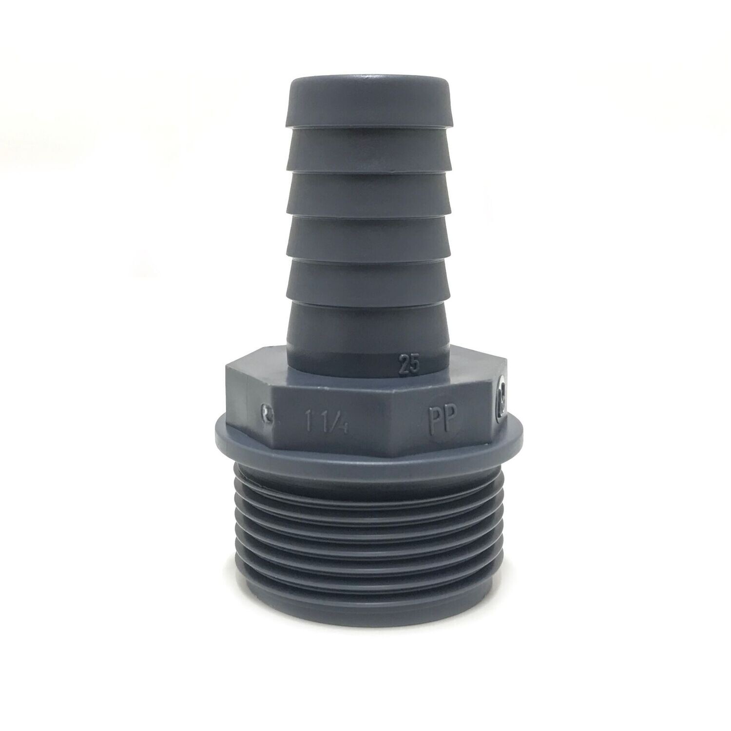 Hose Adaptor - 1 1/4" BSP Thread to 25mm  Polypropylene Hosetail