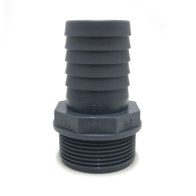Hose Adaptor - 1 1/2" BSP Thread to 40mm Polypropylene  Hosetail