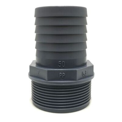 Hose Adaptor - 2" BSP Thread to 50mm Polypropylene  Hosetail
