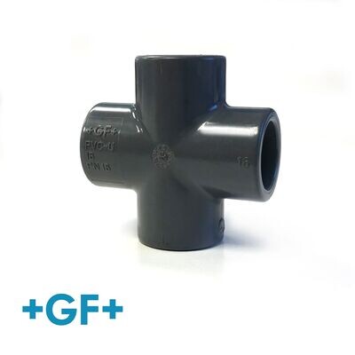 16mm Georg Fischer PVC-U Cross Plain Pressure Pipe Fitting - 16 Bar