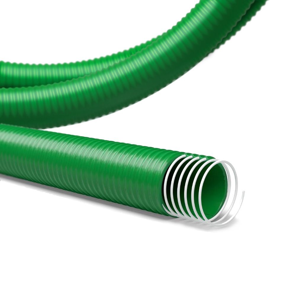 2" | 51mm Green Medium Duty Shock-Resistant PVC Spiral Hose for Suction & Delivery