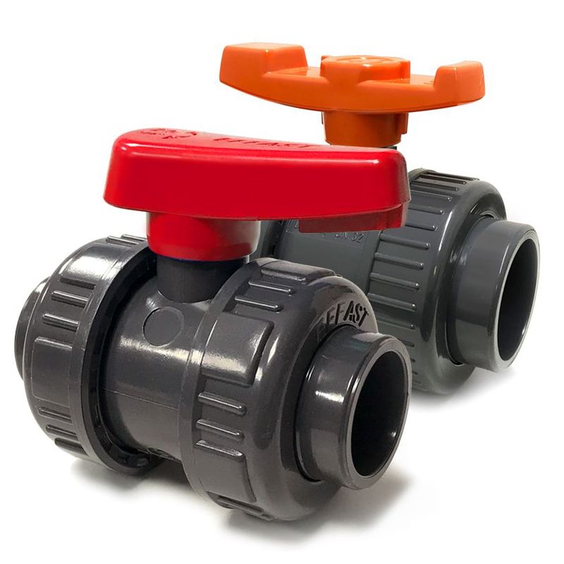 1/2" PVC U Industrial Double Union Ball Valve with EPDM or FPM Seals