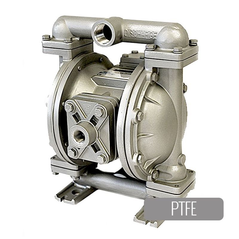 1/2" Air Operated Double Diaphragm Pump | Stainless Steel Body | PTFE Elastomers | 56 litres per min