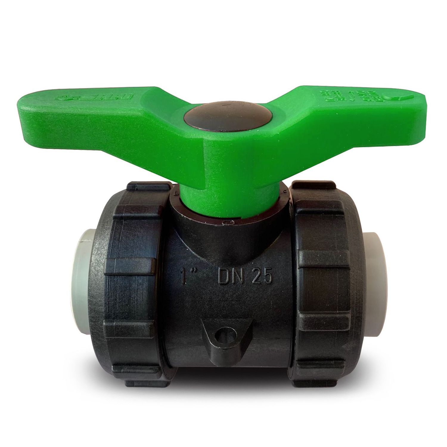 32mm | 1" GRPP / FPM SAFI Double Union Ball Valve PP-H Metric Sockets