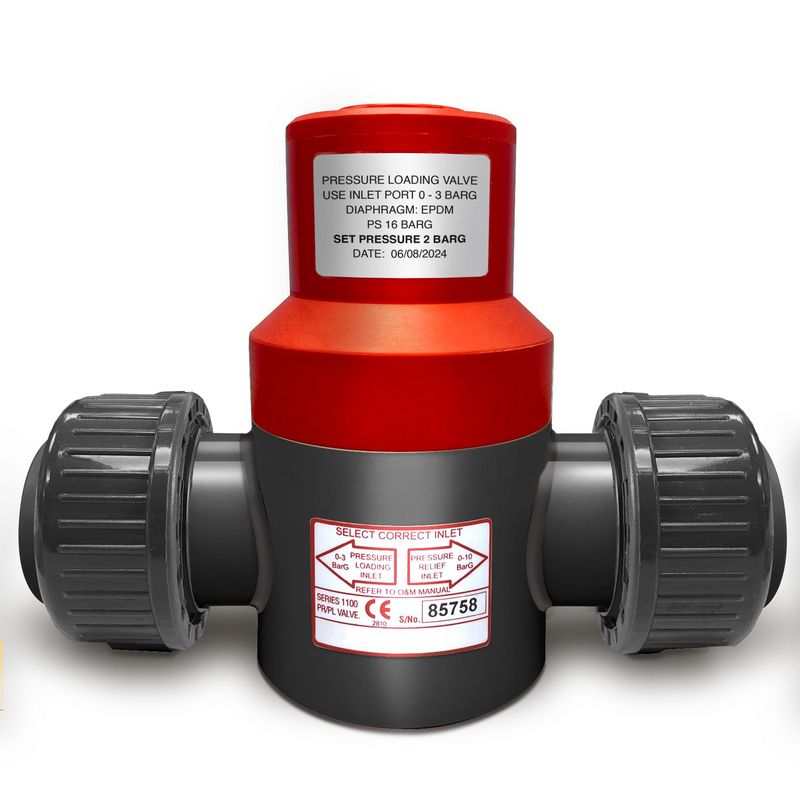⅜" UPVC Pressure Relief / Loading Valve with 16mm Plain Metric Union Ends 
