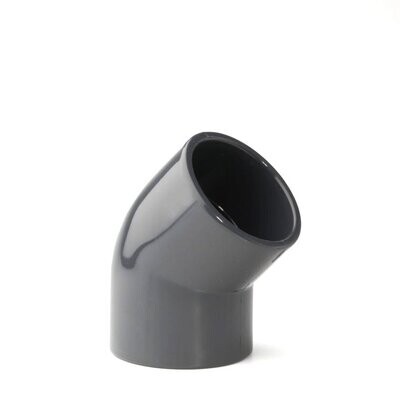1 1/4 1 1/4" PVC Elbow 45˚Plain 15 Bar Pressure Pipe Fitting - Grey UPVC
