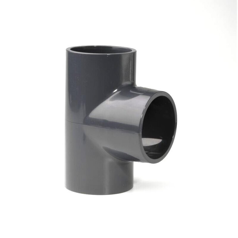 250mm PVC Tee 90ËšPlain Plastic Pressure Pipe Fitting 10 Bar - Grey UPVC 250mm PVC Tee 90ËšPlain Plastic Pressure Pipe Fitting 10 Bar - Grey UPVC