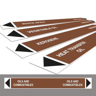 Oils & Combustibles Individual Pipe Markers BS1710