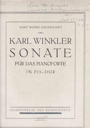 ​WINKLER, KARL: Sonate für das Pianoforte in Fis-Dur [Op. 2]