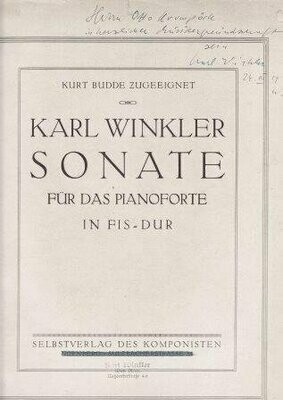 ​WINKLER, KARL: Sonate für das Pianoforte in Fis-Dur [Op. 2]