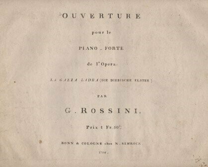 ​ROSSINI, G.: Ouverture pour le Piano-Forte de l'Opera: La gazza ladra