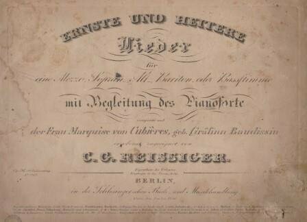 ​REISSIGER, C[ARL] G[OTTLIEB]: Ernste und heitere Lieder. Op. 96