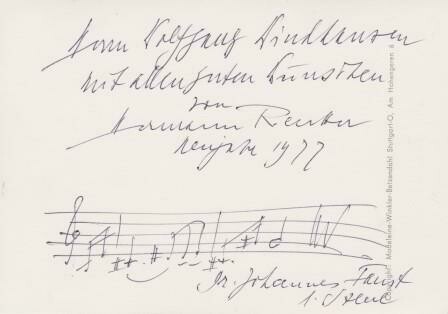 REUTTER, HERMANN (1900-1985): Photographie mit eigenhändiger Notenzeile
