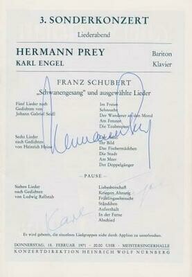 ​PREY, HERMANN (1929-1998) & KARL ENGEL (1923-2006): Signiertes Konzertprogramm
