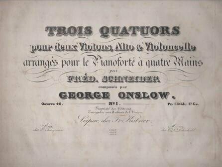 ​ONSLOW, GEORGE: Quatuor  Op.  46/1 für Klavier zu vier Händen