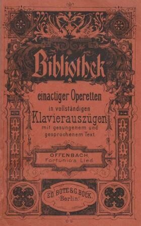​OFFENBACH, JACQUES: Fortunio's Lied. La Chanson de Fortunio. Klavierauszug