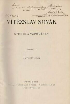 ​NOVAK - SRBA, ANTONIN (Hrsg.): Vitezslav Novák