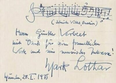 LOTHAR, MARK (1902-1985): Eigenhändiges musikalisches Albumblatt​
