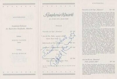 KUBELIK, RAFAEL (1914-1996) & BENITA VALENTE (geb. 1934): Signiertes Konzertprogramm