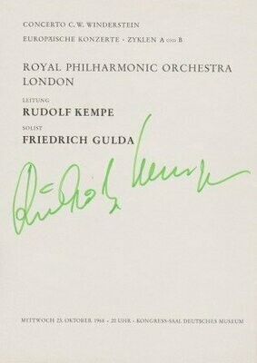 ​KEMPE, RUDOLF (1910-1976): Signiertes Konzertprogramm
