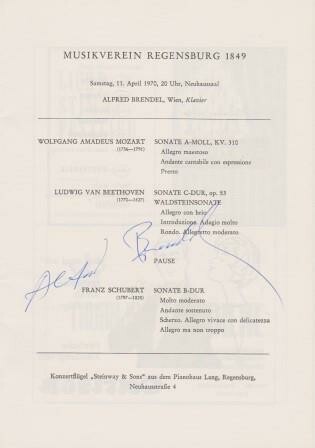 ​BRENDEL, ALFRED (geb. 1931): Signiertes Konzertprogramm