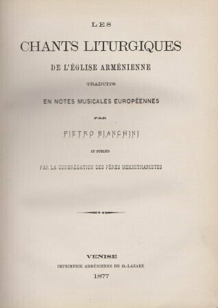 ​BIANCHINI, PIETRO: Les chants liturgiques ​