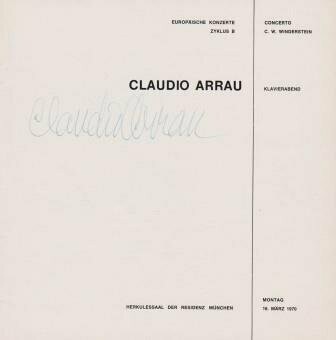 ​ARRAU, CLAUDIO (1903-1991): Signiertes Konzertprogramm