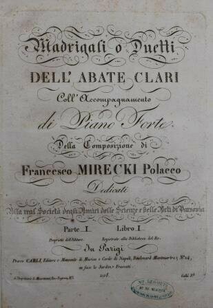 CLARI, [GIOVANNI CARLO MARIA]: Madrigali o Duetti