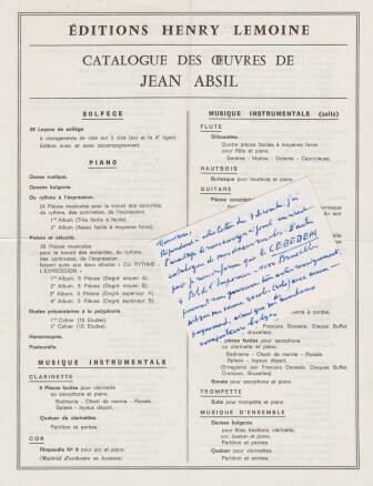 ​ABSIL, JEAN (1893-1974): Eigenhändig beschriebene Visitenkarte