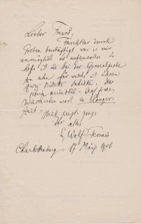 ​WOLF-FERRARI, ERMANNO (1876-1948): Eigenhändiger Brief
