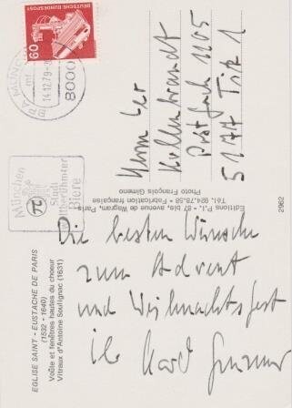 ​GENZMER, HARALD (1909-2007): Eigenhändige Postkarte
