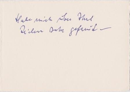 ​ORFF, CARL (1895-1982): Eigenhändiger Zusatz auf gedruckter Danksagungskarte