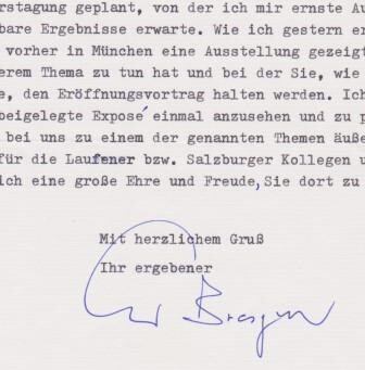 ​BRESGEN, CESAR (1913-1988): Maschinengeschriebener Brief