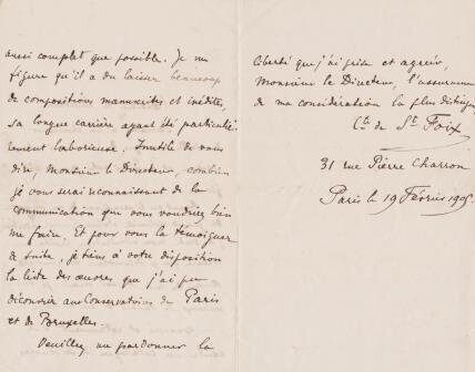​SAINT-FOIX, GEORGES DE (1874-1954): Eigenhändiger Brief mit Unterschrift