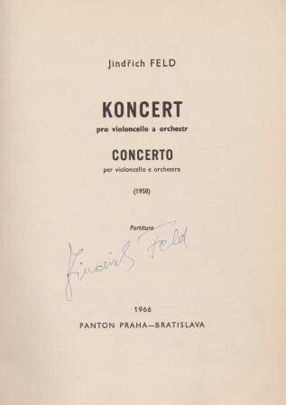 ​FELD, JINDRICH: Koncert pro violoncello a orchestr. Partitur