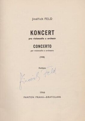 ​FELD, JINDRICH: Koncert pro violoncello a orchestr. Partitur
