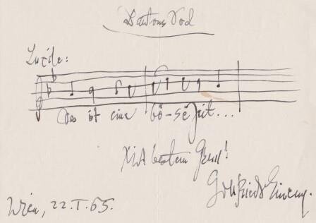 ​EINEM, GOTTFRIED VON (1918-1996): Eigenhändiges musikalisches Albumblatt mit Unterschrift