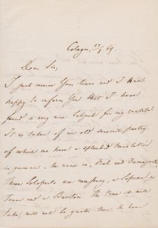 ​HILLER, FERDINAND (1811-1885): Eigenhändiger Brief