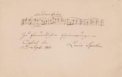 ​SPOHR, LOUIS (1784-1859): Eigenhändiges musikalisches Albumblatt mit den Anfangstakten der Barcarole WoO 38 bzw. Op. 135. Kassel 12.9.1851